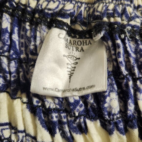 Camaroha Sutra Women's Small Blue Floral Print Layered Split Wide Leg Pants Boho - Picture 15 of 15